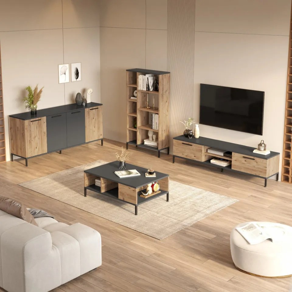 Set Mobilier pentru Sufragerie, RL6-AA, Antracit / Atlantic Pine