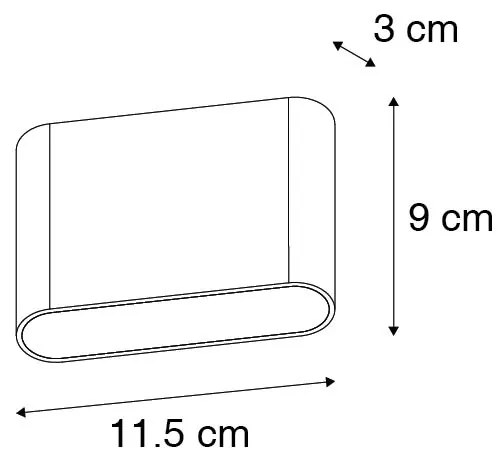 Aplică modernă de perete neagră 11,5 cm cu LED inclus IP65 - Batt