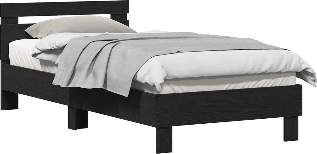 vidaXL Cadru de pat Stejar Negru 203 x 95 x 70 cm Lemn compozit