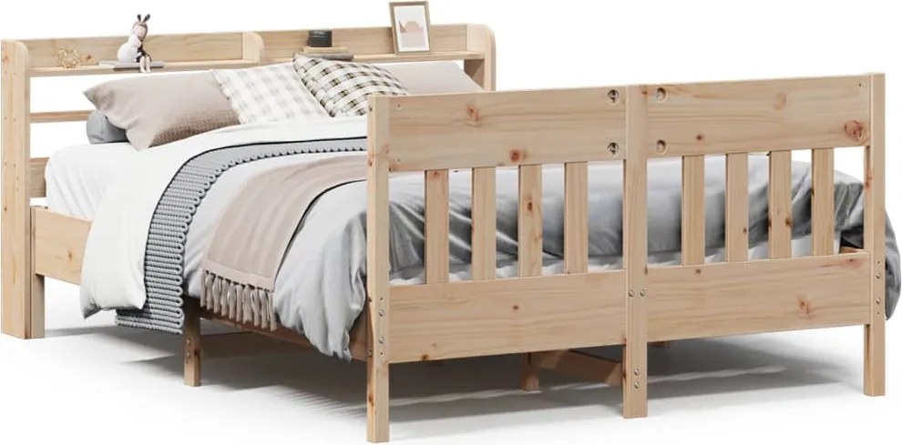 vidaXL Cadru de pat fără saltea, 135x190 cm, lemn masiv de pin