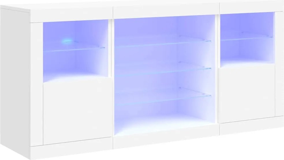 vidaXL Servantă cu lumini LED, alb, 142,5x37x67 cm