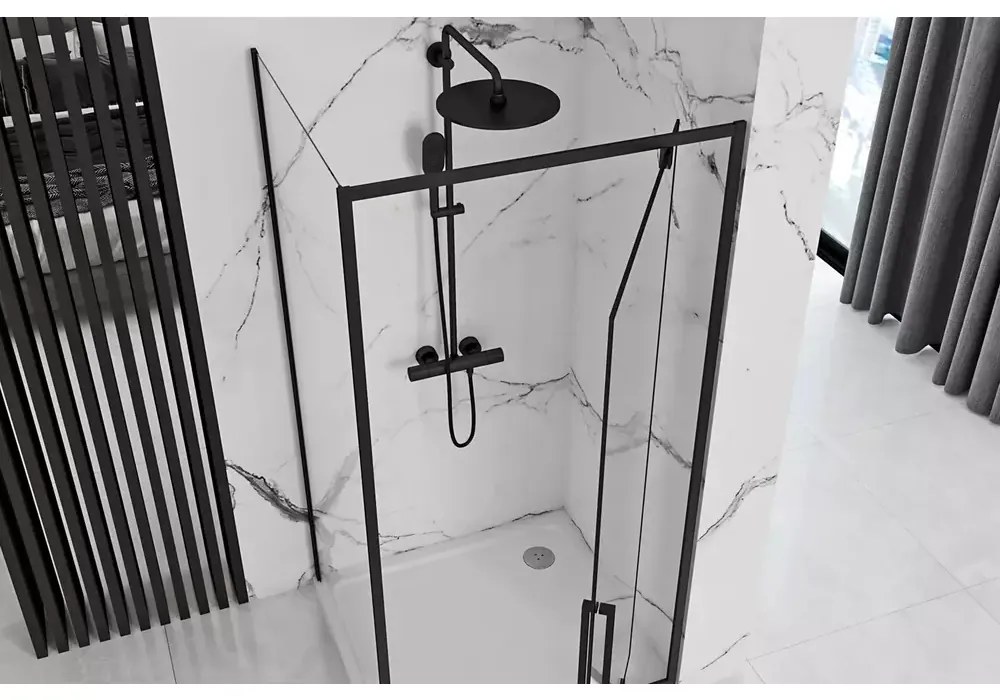 Cabina de dus de colt Rapid Swing Negru 90x80cm, Rea