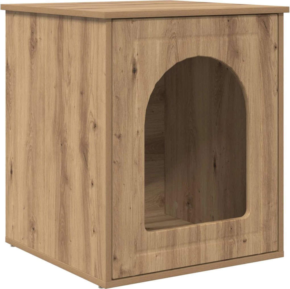 vidaXL Casa pentru pisici Stejar artizanal 53 x 52 x 62 cm