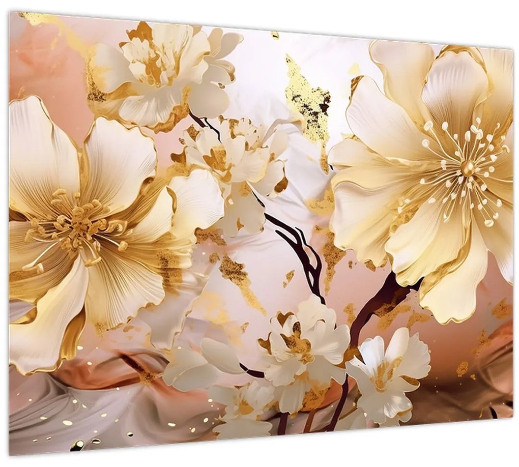 Tablou - Flori de aur (70x50 cm)