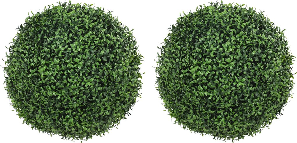 HOMCOM Plante Decorative Artificiale din Buxus cu 682 de Frunze, Rezistente la UV, Înălțime 42 cm | Aosom Romania