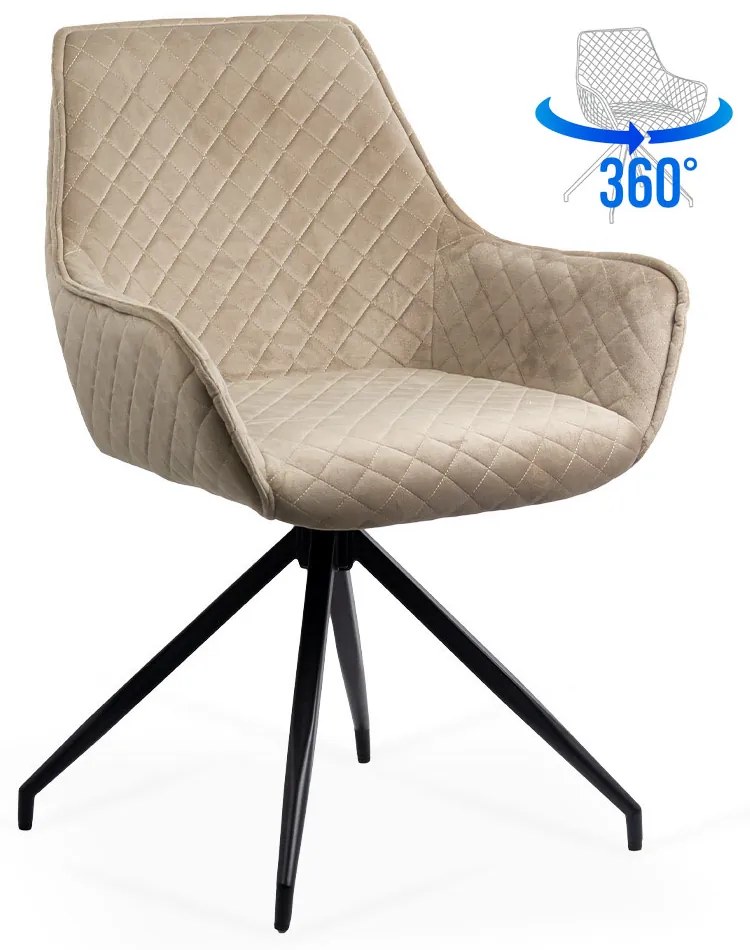 Scaune living rotative din catifea BUC 0223 bej