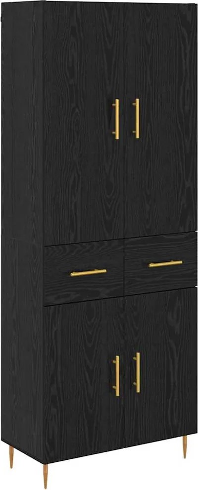 vidaXL Bufet Pe perete Stejar Negru 69,5 x 34 x 180 cm Lemn compozit