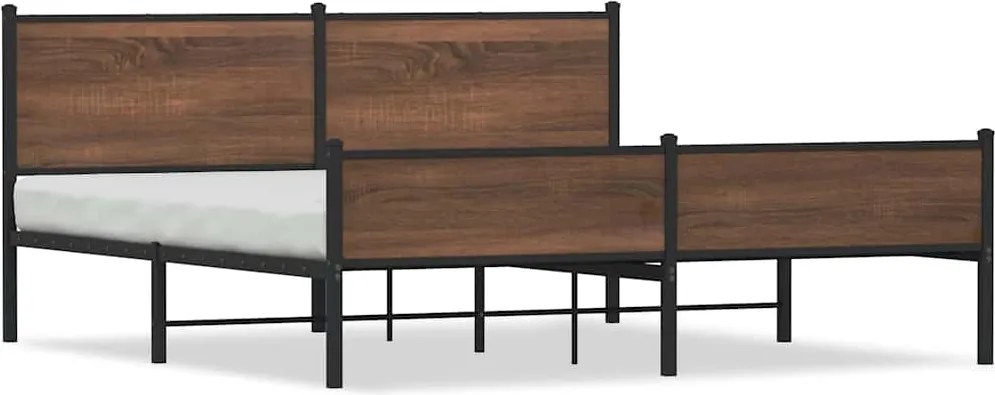 vidaXL Cadru pat metalic fără saltea, stejar maro, 180x200 cm