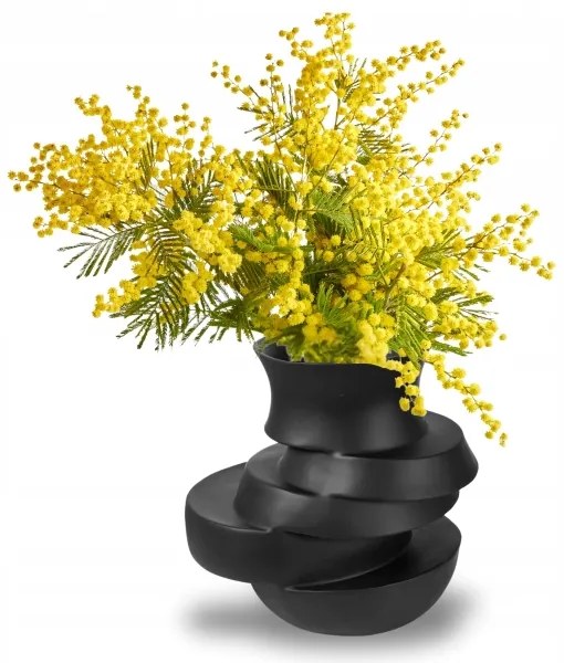 Vază din rășină, 38x33x36 cm, negru mat