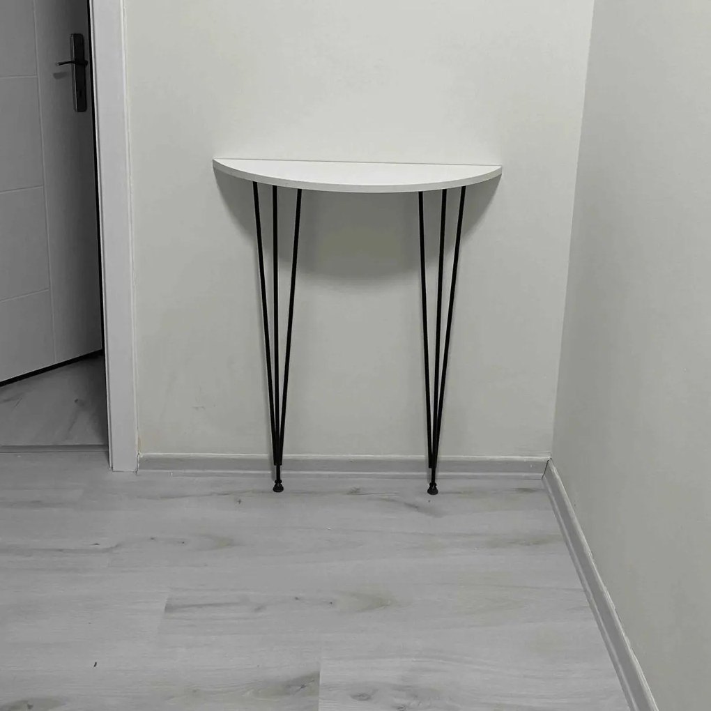 Consola oval alb-negru,seria A-630, homs,80x18x85 cm ,40047