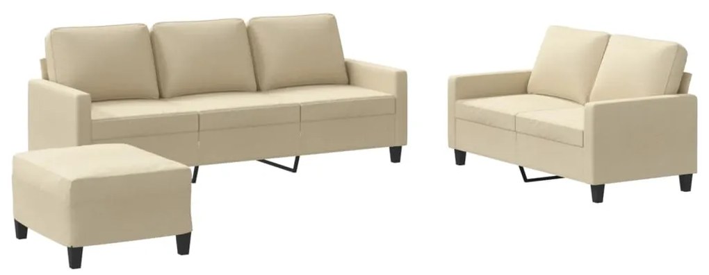 3201470 vidaXL Set de canapele cu perne, 3 piese, crem, textil