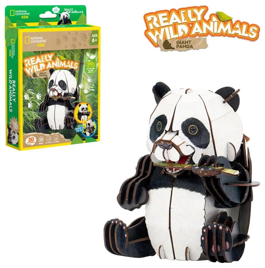 NATIONAL GEOGRAPHIC ANIMALE SALBATICE PUZZLE 3D PANDA 55 PIESE - CUBIC FUN (CUDS1075h)