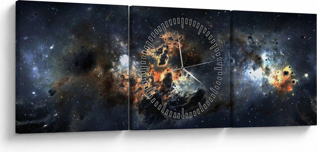Tablou - Universul cu Nebula (cu ceas) (90x30 cm)
