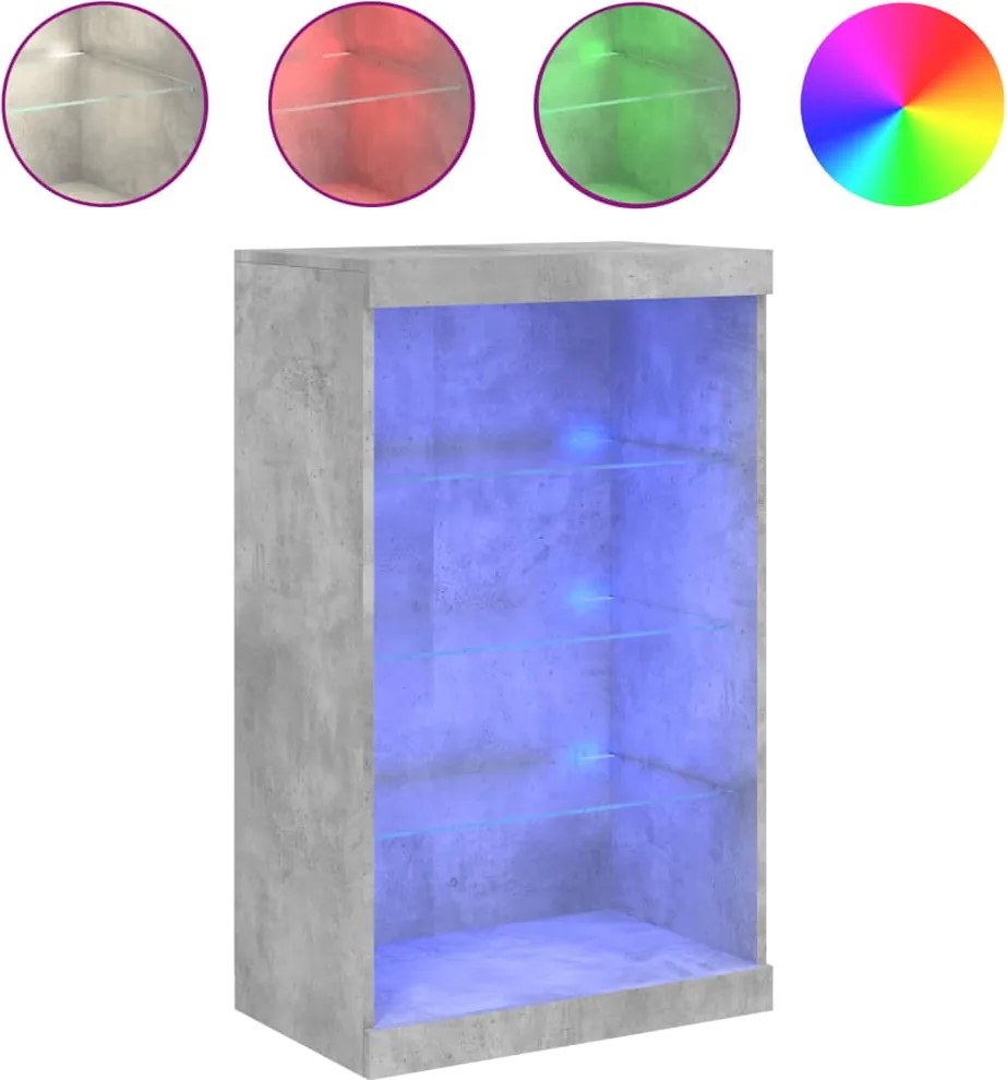 vidaXL Servantă cu lumini LED, gri beton, 60,5x37x100 cm