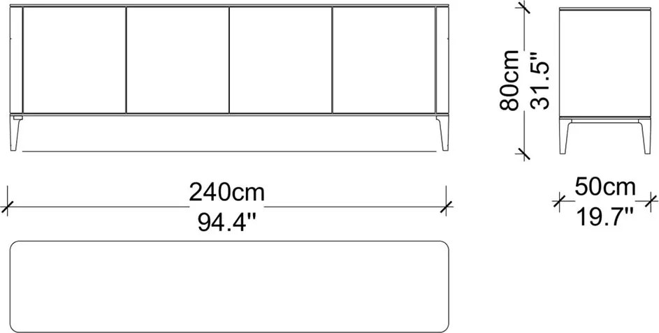 Comodă lemn masiv Sophia 200/220/240 cm - 240 cm