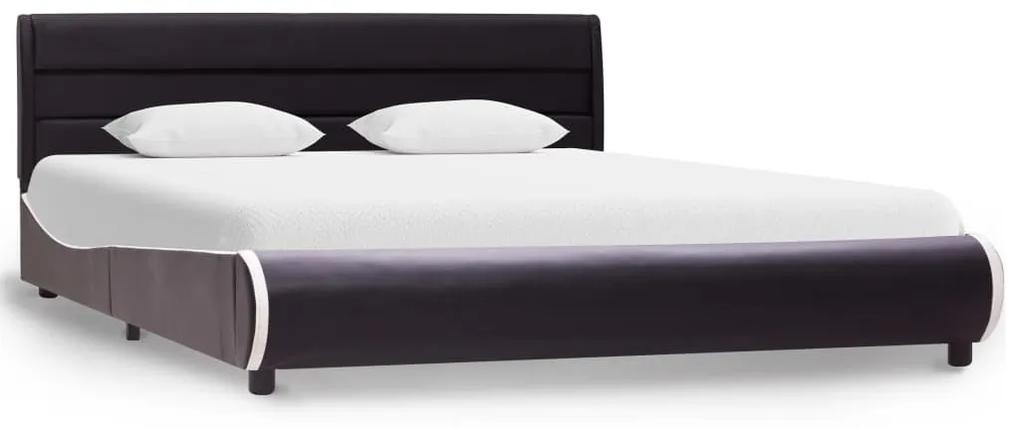 285024 vidaXL Cadru de pat cu LED, negru, 160 x 200 cm, piele ecologică