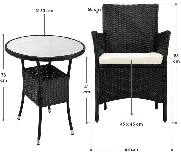 Juskys Set balcon Bayamo - negru