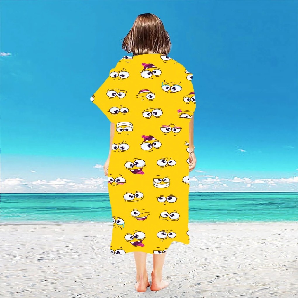Poncho prosop de plaja SMILE galben 80x145 cm