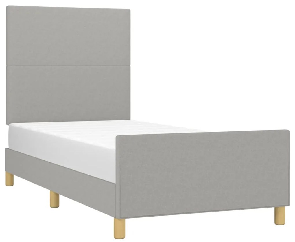 Cadru de pat cu tablie, gri deschis, 90x200 cm, textil Gri deschis, 90 x 200 cm, Design simplu