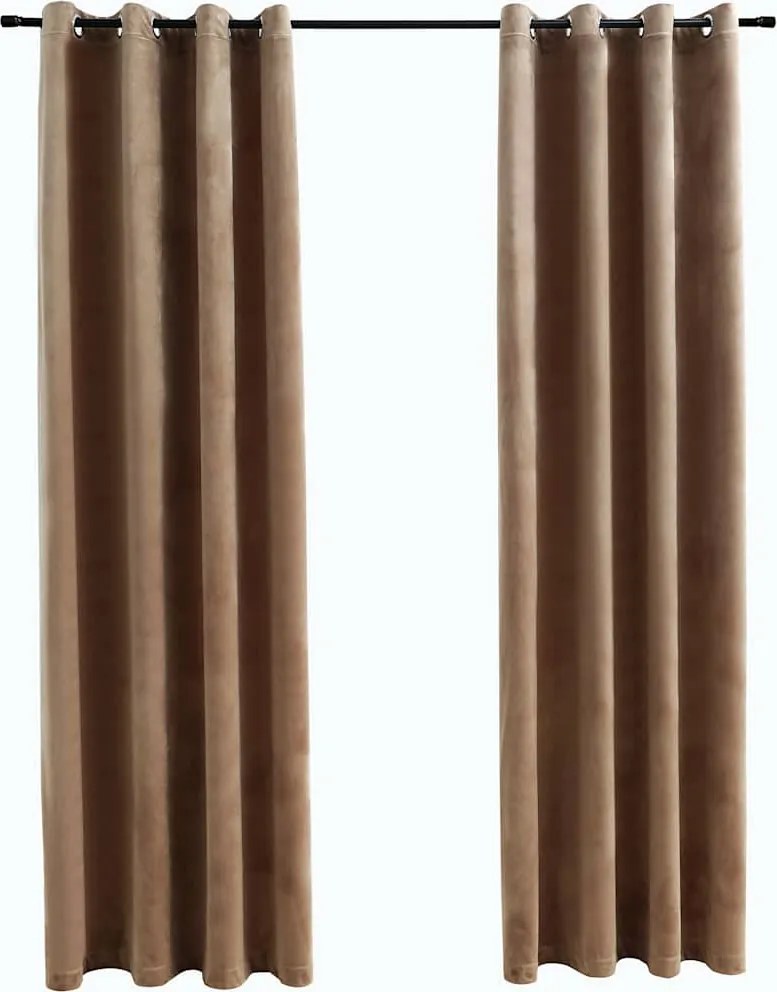 vidaXL Draperii opace cu inele, 2 buc., bej,140 x 245 cm, catifea