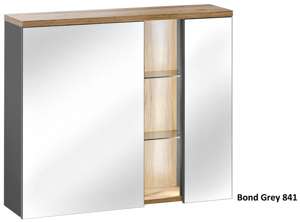 Corp suspendat cu oglinda Bond Grey 80 cm Alb, stejar votan, 20 cm, 80 cm, 70 cm, Corp suspendat cu oglinda