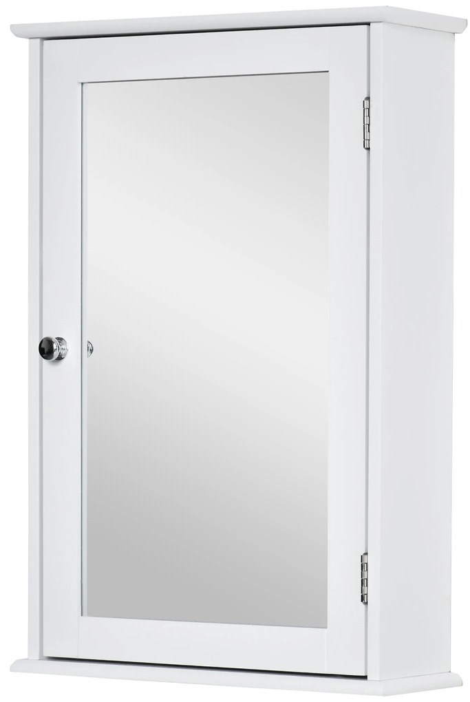 kleankin Dulap suspendat pentru baie cu oglindă - Dulap cu oglindă - Compartiment de depozitare pentru WC - 1 ușă, 2 etajere - MDF alb, sticlă | Aosom Romania