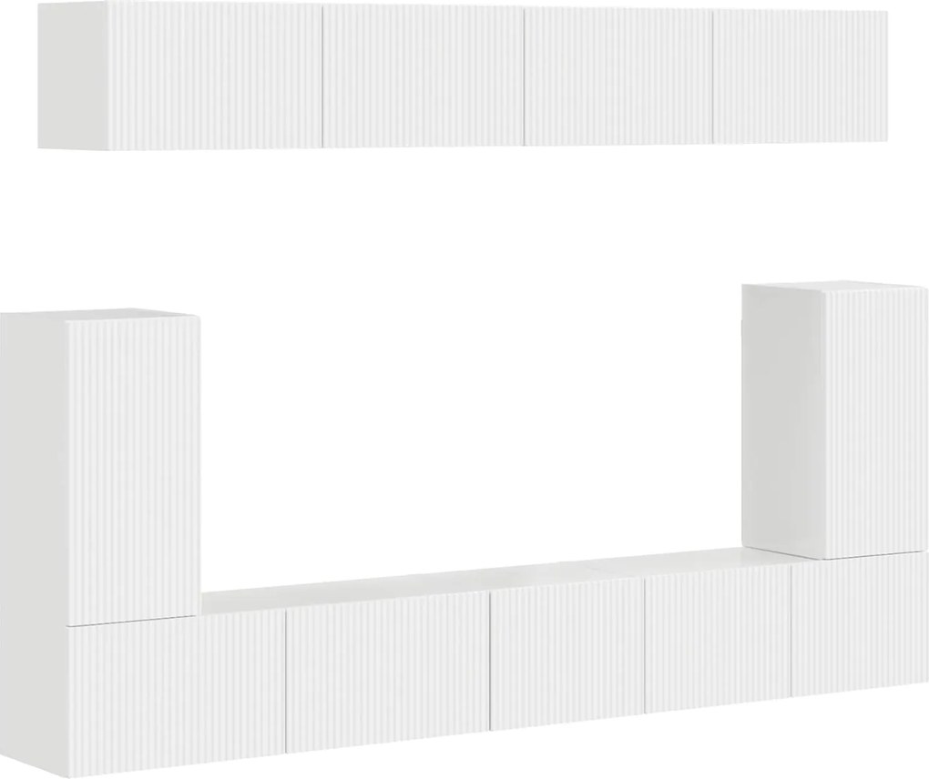 vidaXL Set comodă TV Pe perete 5 pcs Alb lucios Lemn compozit