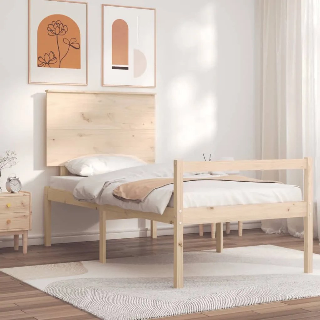 3195466 vidaXL Cadru de pat senior cu tăblie, 90x200 cm, lemn masiv