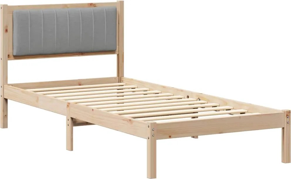 vidaXL Cadru de pat cu tăblie tapițată Gri deschis 90 x 190 cm