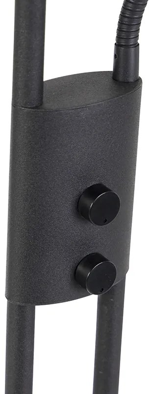 Lampă de podea modernă neagră cu LED și dimmer cu lampă de citit - Jazzy
