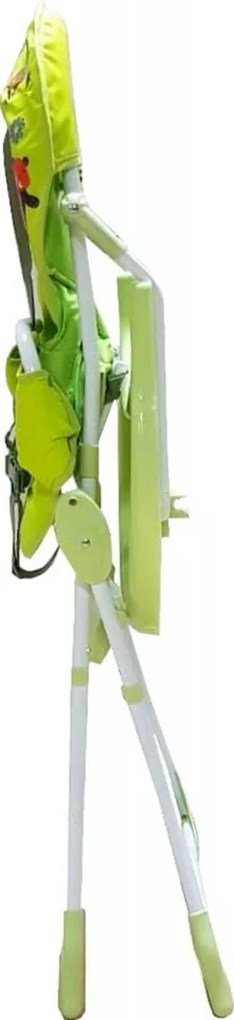 Scaun de masa copii si bebe Baby Care™ CH ,pliabil, centura de siguranta, sezut comfortabil, masuta detasabila, model Prietenii din Padure, Verde