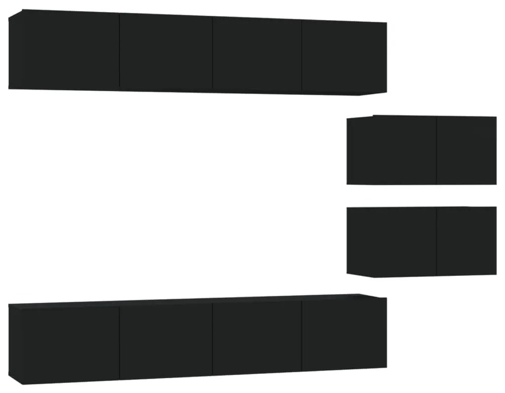3114599 vidaXL Set dulap TV, 6 piese, negru, lemn prelucrat