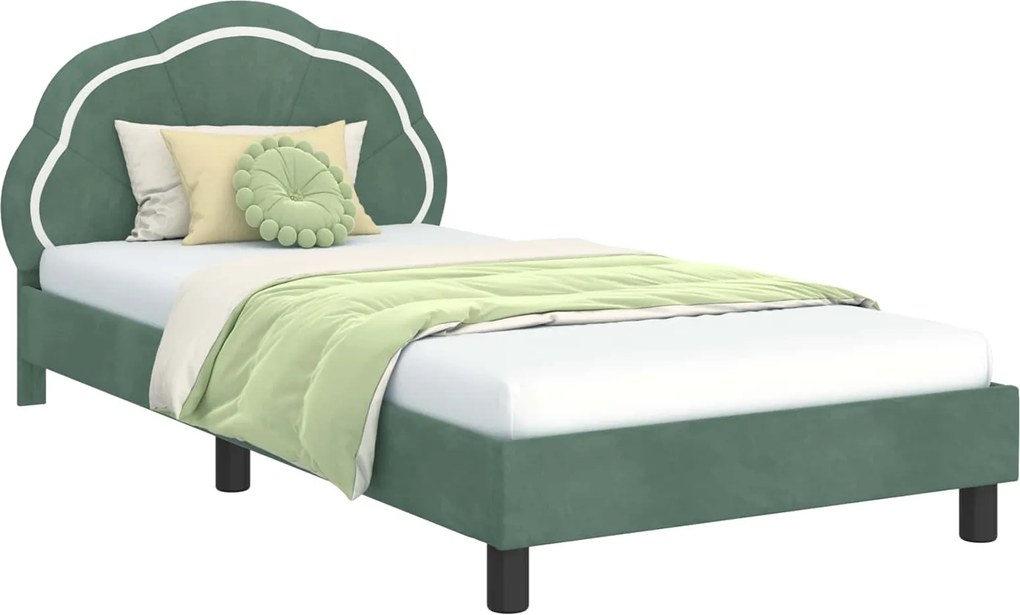 vidaXL Cadru de pat pentru copii cu spătar Verde Mării 90 x 190 cm