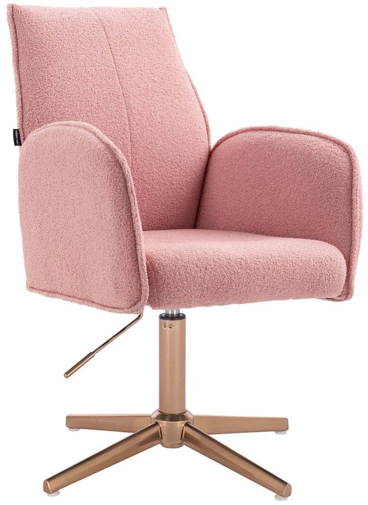 HR280CROSS Scaun Roz Pudra Boucle cu Bază Aurie