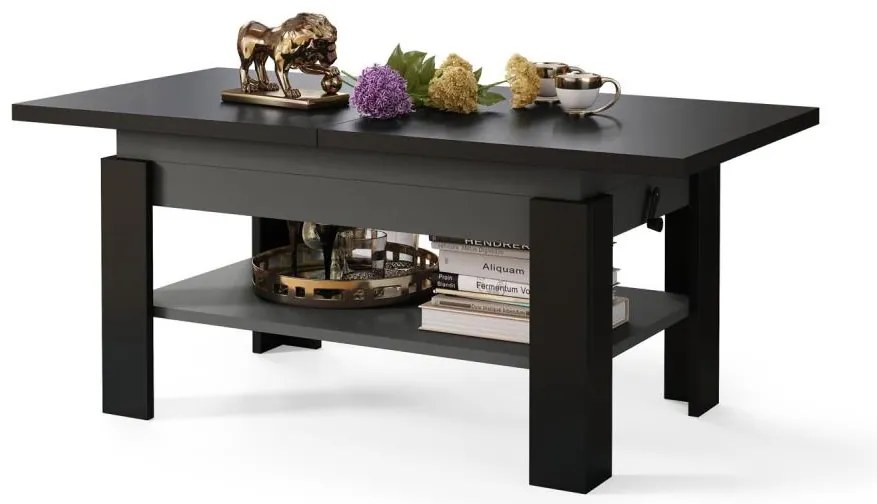 Masă extensibilă de conferință/servire ROY cu blat rabatabil negru/antracit