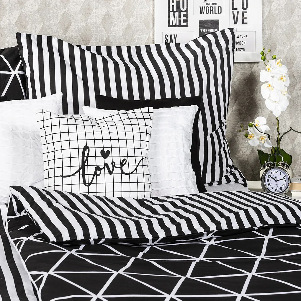 Lenjerie de pat din bumbac 4Home Galaxy, negru, 140 x 200 cm, 70 x 90 cm