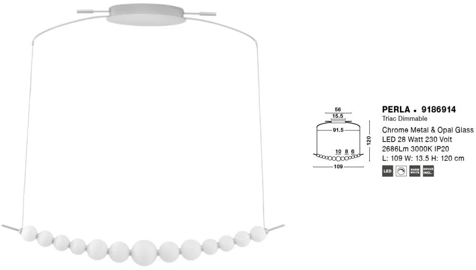 Lustra LED suspendata design decorativ PERLA