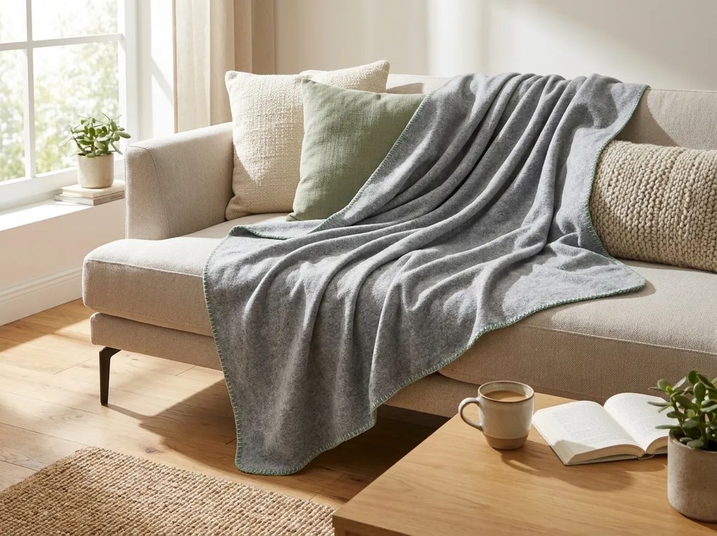Patura din fleece FLEORA, alb-gri deschis Dimensiune: 150 x 200 cm