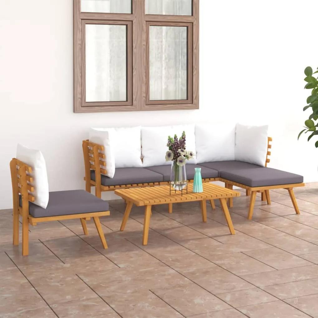 3087004 vidaXL Set mobilier de grădină cu perne, 6 piese, lemn masiv acacia