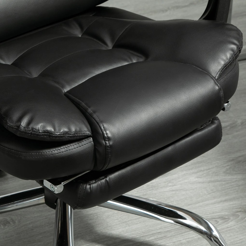 HOMCOM Scaun Birou din Piele Artificială Neagră Înălțime Reglabilă Spătar Rabatabil 64.5x69x127cm | Aosom Romania