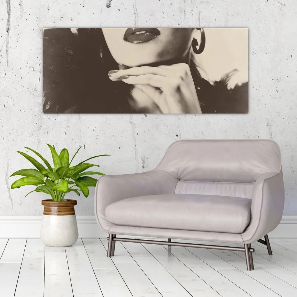 Tablou - Vintage, poza unei femei (120x50 cm)