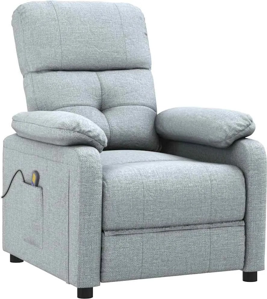 vidaXL Fotoliu de masaj, gri deschis, material textil