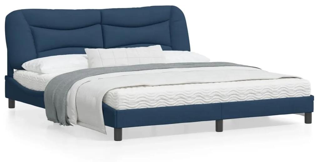 3207792 vidaXL Cadru de pat cu tăblie, albastru, 180x200 cm, textil