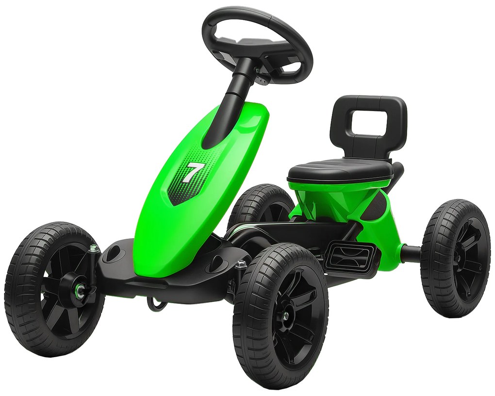 AIYAPLAY Kart cu pedale pentru copii, karting pentru copii între 2 și 5 ani cu roți EVA silentioase, înainte și înapoi, verde | Aosom Romania