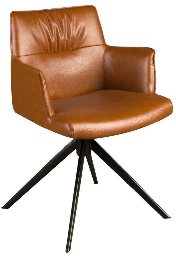 Scaun pivotant design LUX, Piele sintetica, Cognac brown