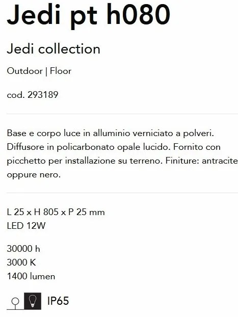 Stalp LED slim pentru iluminat exterior, IP65 Jedi pt h080 negru