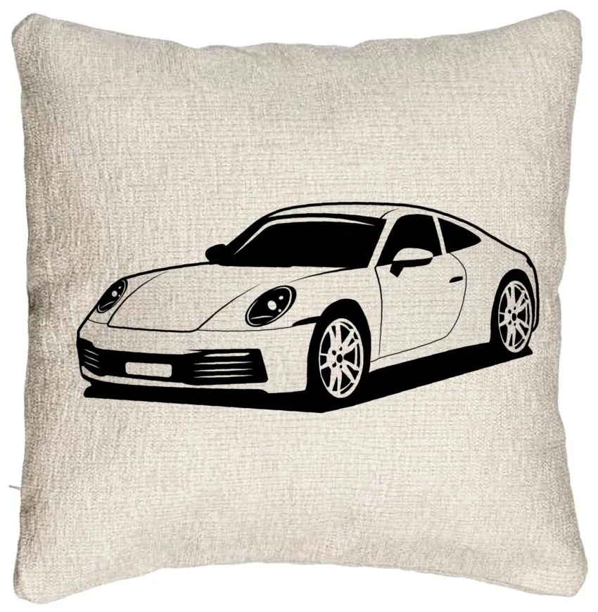 Perna Decorativa Canapea, Model Porsche 911, 40x40 cm, Cu fermoar