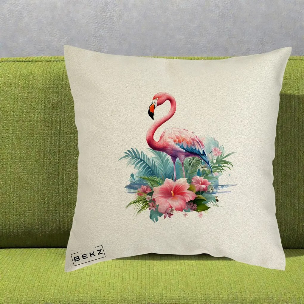 Perna Decorativa Raton in Halat Roz, 40x40 cm, Ecru, Husa Detasabila, Perna Inclusa, BEKZ®