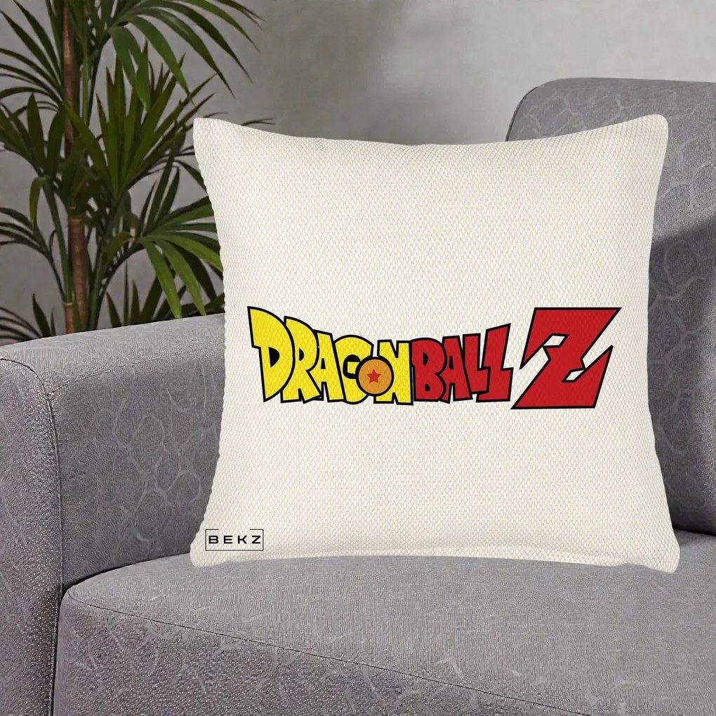 Perna Personalizata Dragon Ball Z Clasic, 40x40 cm, Crem Reliefat, Husa Detasabila, Perna Inclusa, BEKZ®