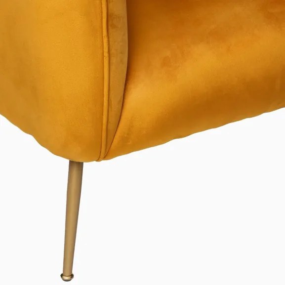 Fotoliu Leyla, Galben Velvet, 79x 71,5 x 71,5 cm